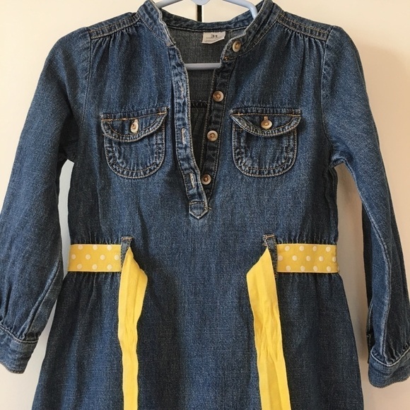 Carter's Toddler Girl's All Cotton Denim Blue Long Sleeves Half Button Up Dress - Picture 9 of 14